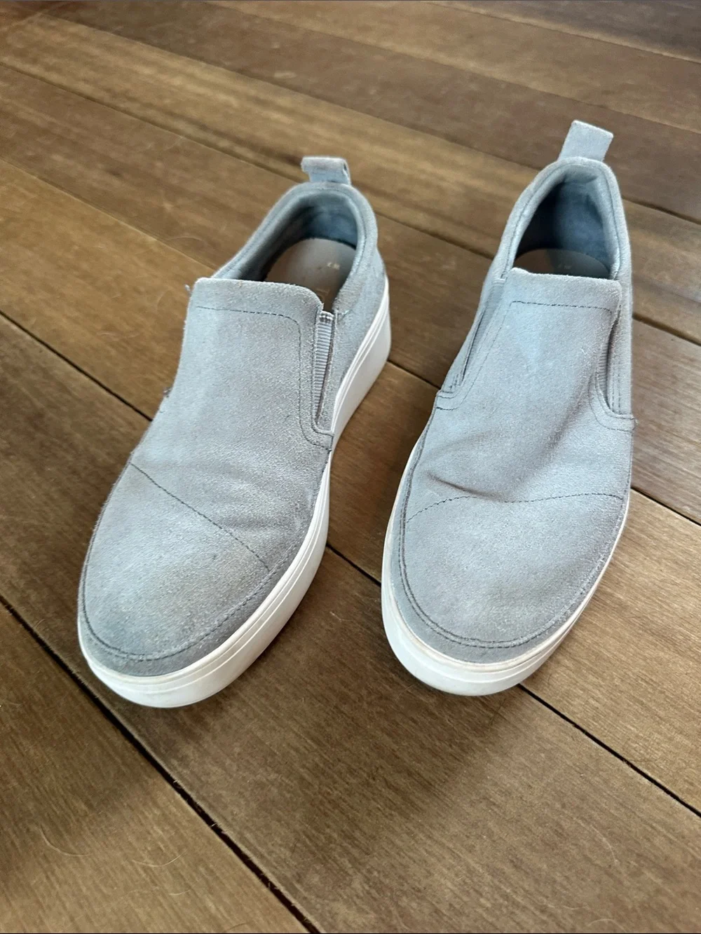 Toms grey and white platform slip on shoes women’s size 7